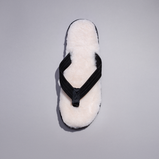 Black Sheepskin Sandals