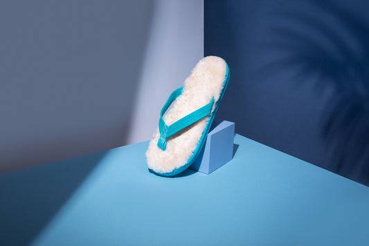 Blue Sheepskin Sandals