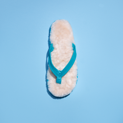 Blue Sheepskin Sandals