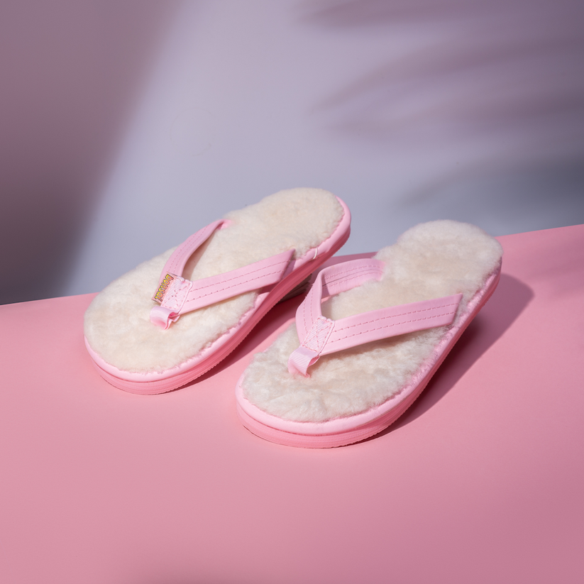 Pink Sheepskin Sandals