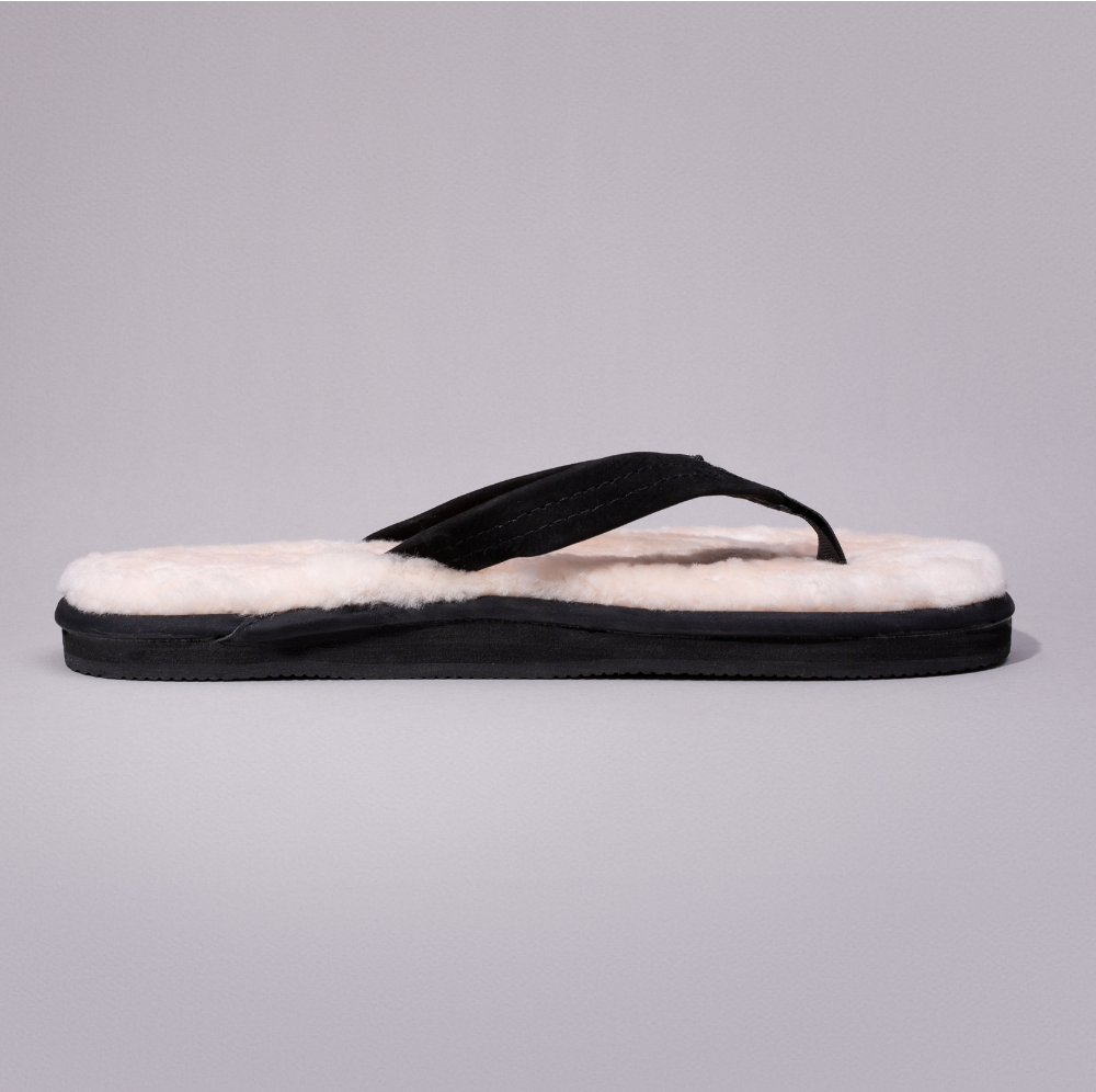 Black Sheepskin Sandals