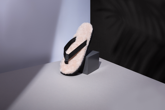Black Sheepskin Sandals